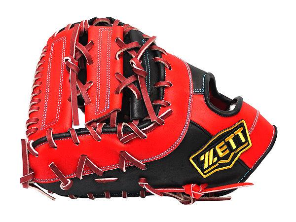 ZETT Pro Model Elite 12.5 inch LHT First Base Mitt - Black/Red