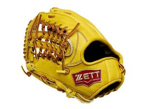 ZETT Pro Model 12.75 inch LHT Yellow Outfielder Glove