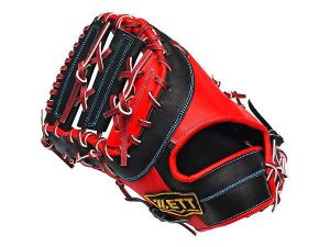 ZETT Pro Model Elite 12.5 inch LHT First Base Mitt - Red/Black