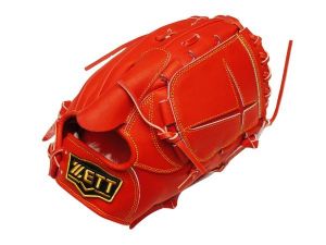 ZETT Pro Japan Steerhide 12 inch Red Pitcher Glove