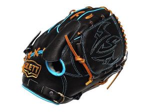 ZETT Pro Model Elite 12 inch Fastback Pitcher Glove - Black/Skyblue