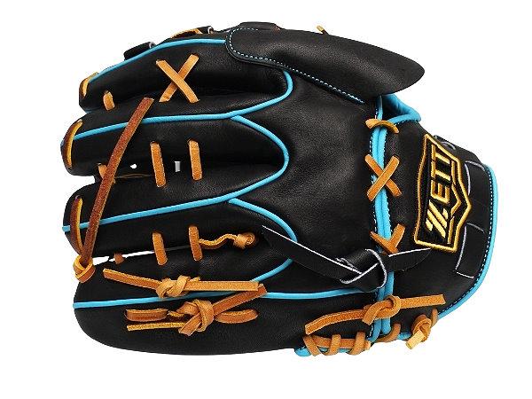 ZETT Pro Model Elite 12 inch Fastback Pitcher Glove - Black/Skyblue