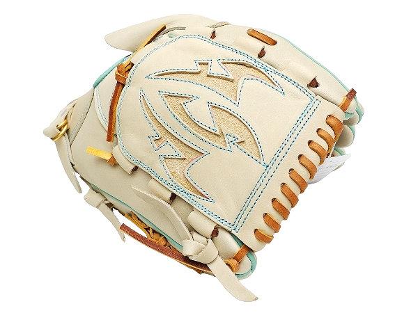 ZETT Pro Model Elite 12 inch Fastback Pitcher Glove - Beige/Skyblue
