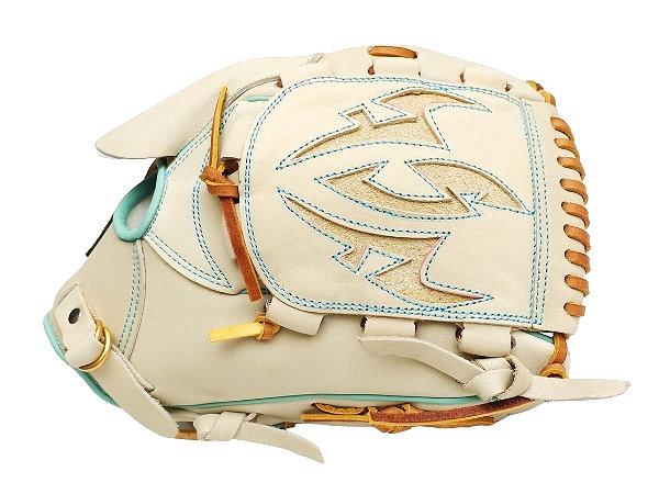 ZETT Pro Model Elite 12 inch Fastback Pitcher Glove - Beige/Skyblue