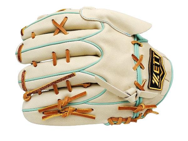 ZETT Pro Model Elite 12 inch Fastback Pitcher Glove - Beige/Skyblue