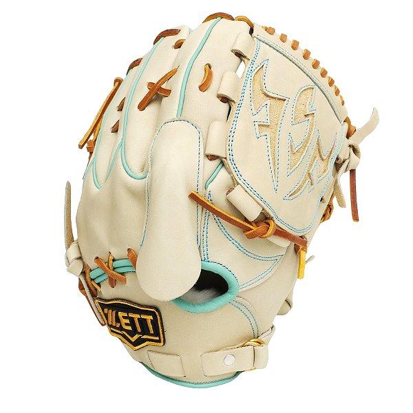 ZETT Pro Model Elite 12 inch Fastback Pitcher Glove - Beige/Skyblue
