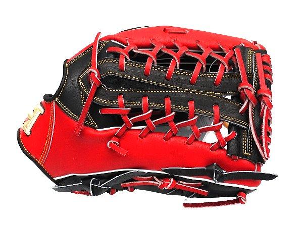 HI-GOLD Japan Steerhide 13 inch Outfielder Glove - Black/Red
