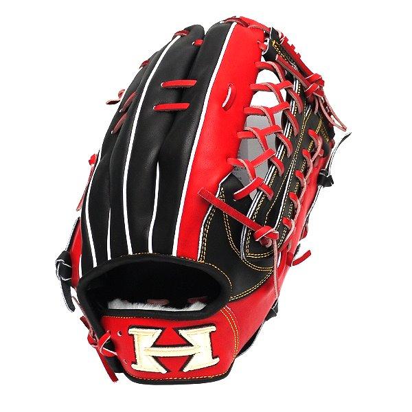 HI-GOLD Japan Steerhide 13 inch Outfielder Glove - Black/Red