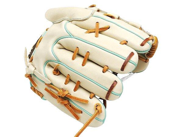 ZETT Pro Model Elite 12 inch LHT Fastback Pitcher Glove - Beige/Skyblue