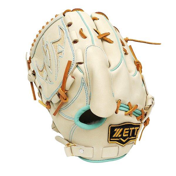 ZETT Pro Model Elite 12 inch LHT Fastback Pitcher Glove - Beige/Skyblue