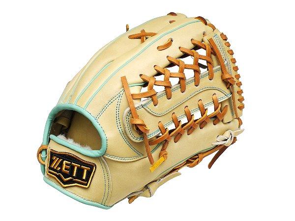 ZETT Pro Model Elite 12.5 inch Outfielder Glove - Beige/Skyblue
