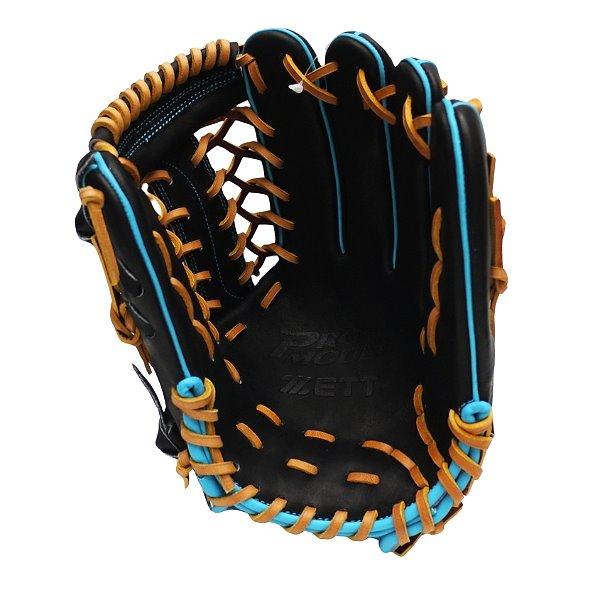 ZETT Pro Model Elite 12.5 inch Outfielder Glove - Black/Skyblue