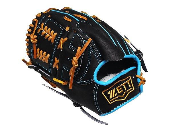 ZETT Pro Model Elite 12 inch LHT Pitcher Glove - Black/Skyblue