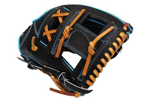 ZETT Pro Model Elite 11.5 inch Infielder Glove - Black/Skyblue