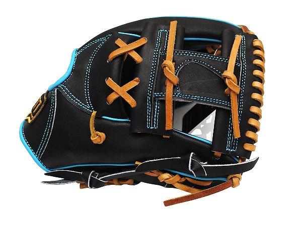 ZETT Pro Model Elite 11.5 inch Infielder Glove - Black/Skyblue