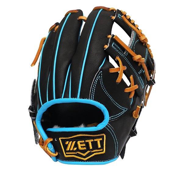 ZETT Pro Model Elite 11.5 inch Infielder Glove - Black/Skyblue