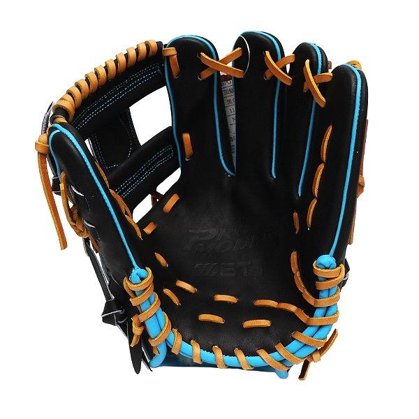 ZETT Pro Model Elite 11.5 inch Infielder Glove - Black/Skyblue