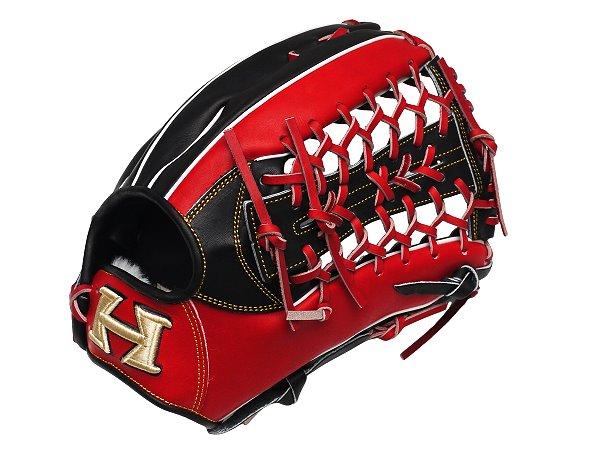 HI-GOLD Japan Steerhide 13 inch Outfielder Glove - Black/Red