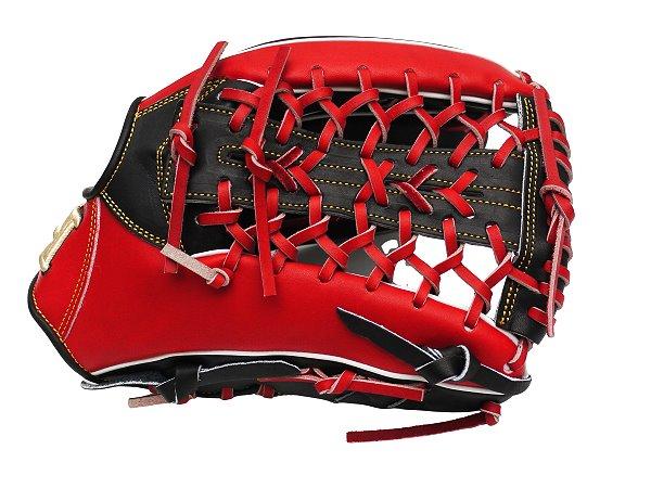 HI-GOLD Japan Steerhide 13 inch Outfielder Glove - Black/Red