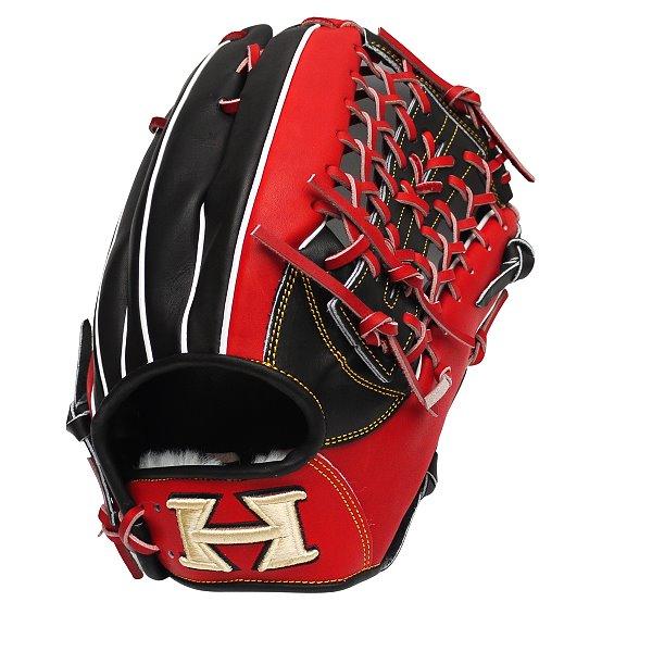 HI-GOLD Japan Steerhide 13 inch Outfielder Glove - Black/Red