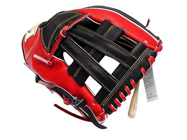 HI-GOLD Japan Steerhide 11.5 inch V Web Infielder Glove - Black/Red