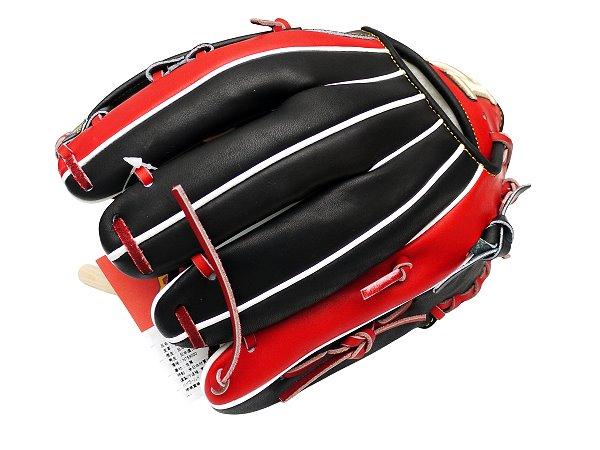 HI-GOLD Japan Steerhide 11.5 inch V Web Infielder Glove - Black/Red