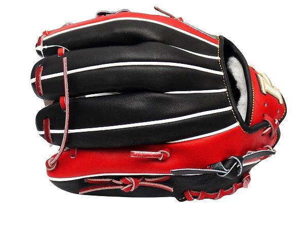 HI-GOLD Japan Steerhide 11.5 inch V Web Infielder Glove - Black/Red