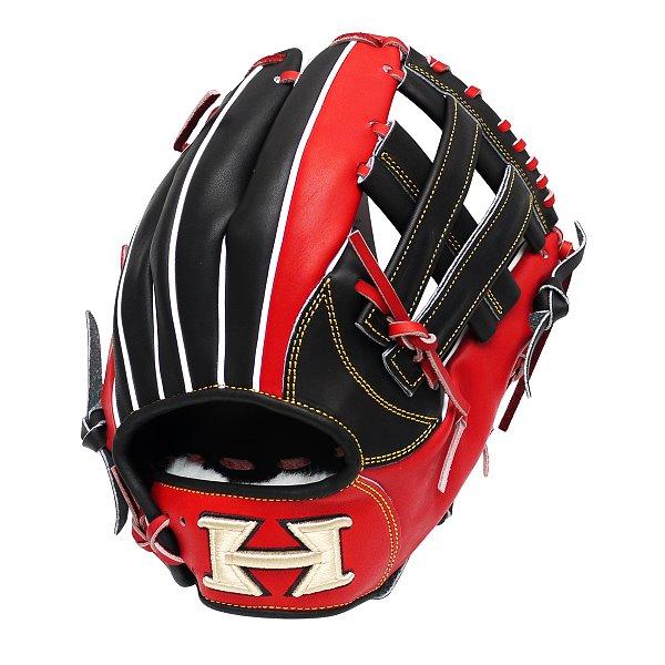 HI-GOLD Japan Steerhide 11.5 inch V Web Infielder Glove - Black/Red