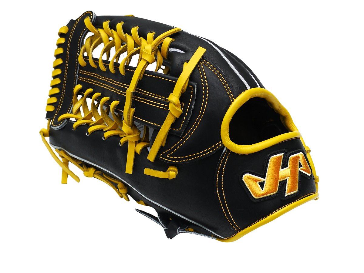 HATAKEYAMA Classic Series 12.75 inch Left Hand Throw Outfielder Glove - Black/Yellow #1