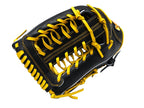 HATAKEYAMA Classic Series 12.75 inch Left Hand Throw Outfielder Glove - Black/Yellow #2