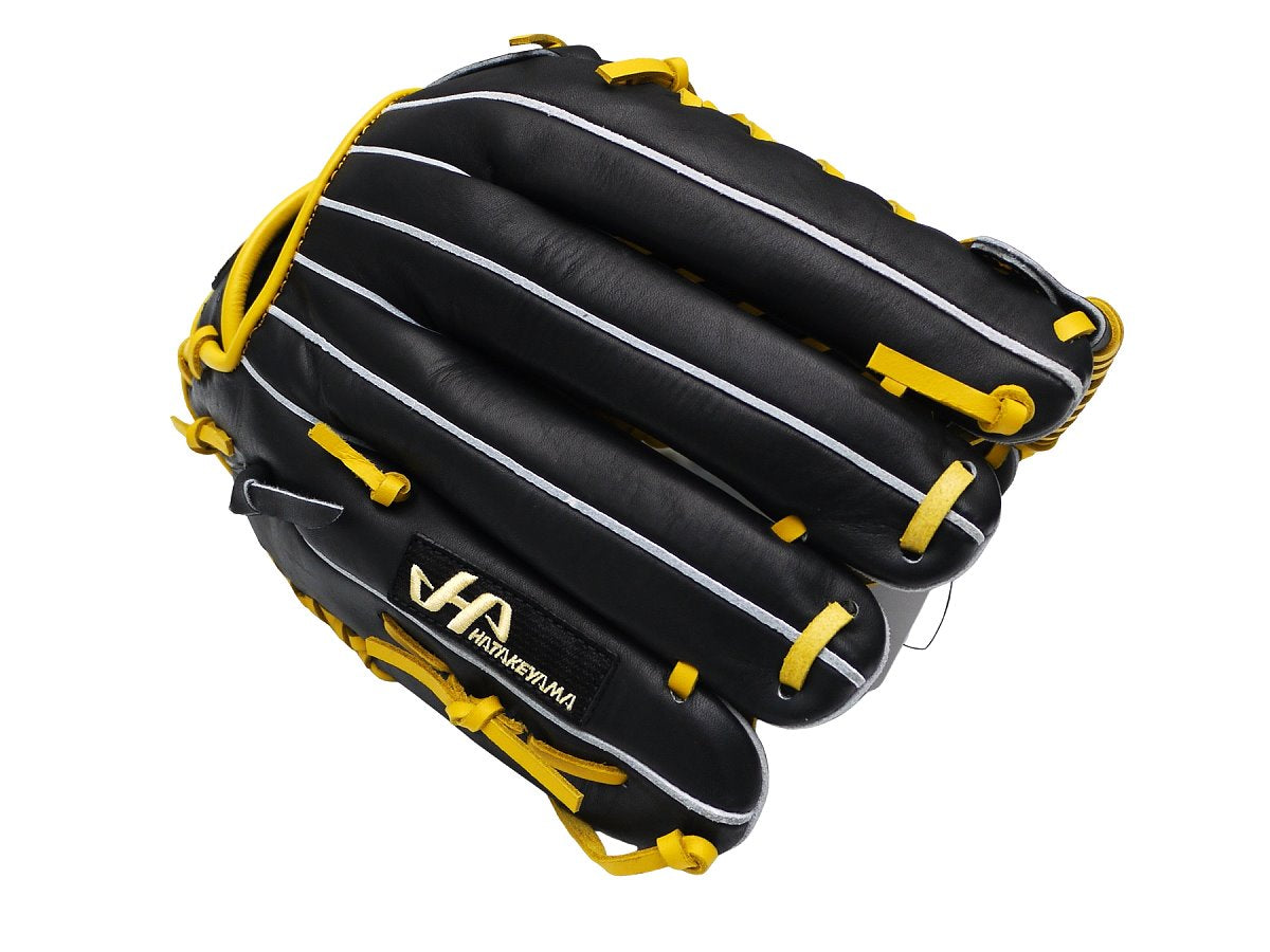 HATAKEYAMA Classic Series 12.75 inch Left Hand Throw Outfielder Glove - Black/Yellow #3