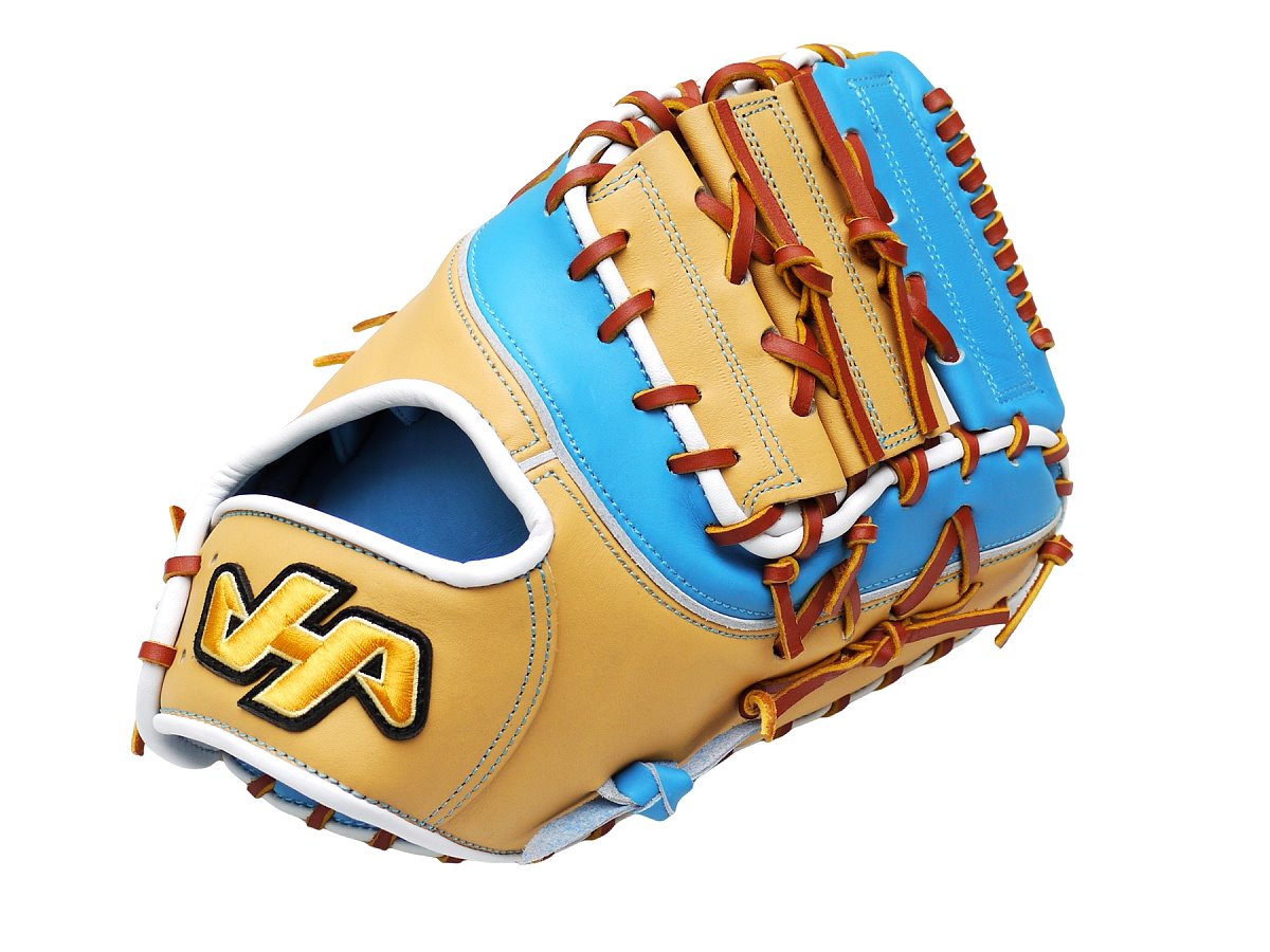HATAKEYAMA Pro 13 inch First Base Mitt - Camel/Skyblue
