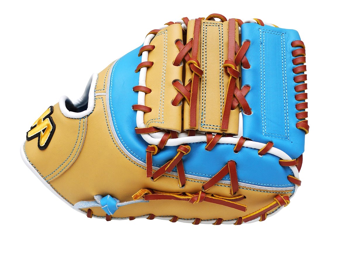 HATAKEYAMA Pro 13 inch First Base Mitt - Camel/Skyblue