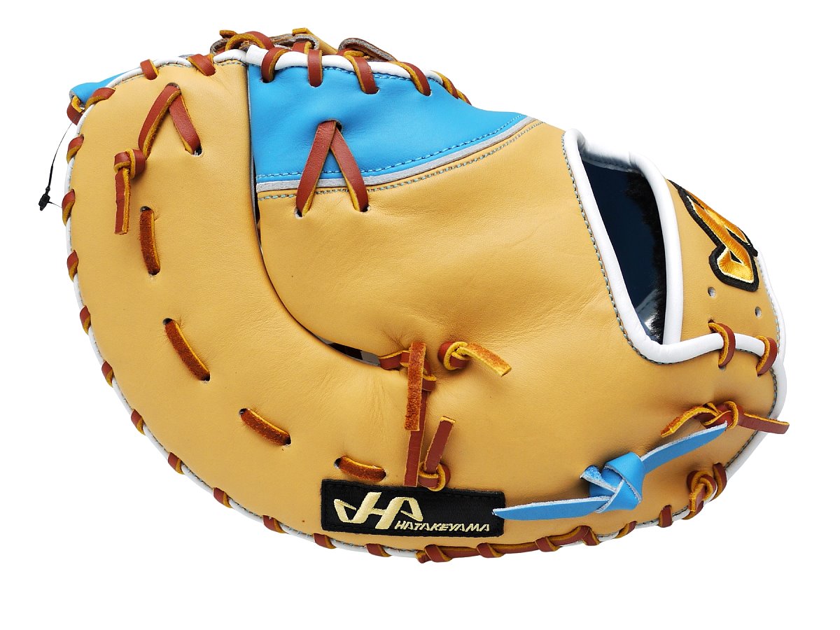 HATAKEYAMA Pro 13 inch First Base Mitt - Camel/Skyblue