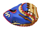 HATAKEYAMA Pro 33.5 inch Viper Open Back Catcher Mitt - Royal/Camel