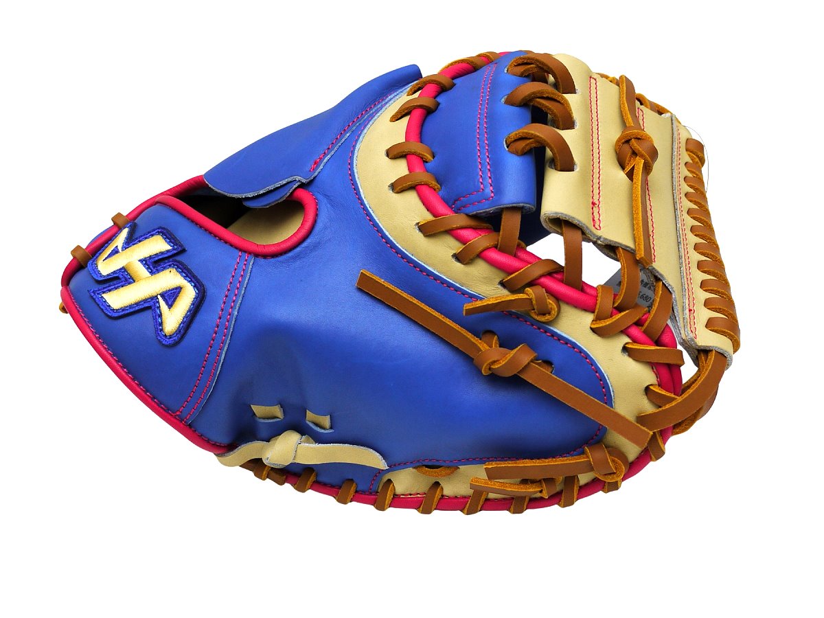 HATAKEYAMA Pro 33.5 inch Viper Open Back Catcher Mitt - Royal/Camel