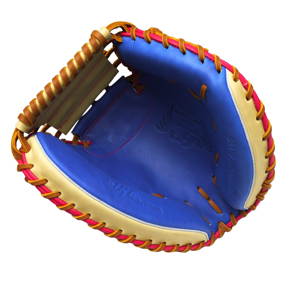 HATAKEYAMA Pro 33.5 inch Viper Open Back Catcher Mitt - Royal/Camel