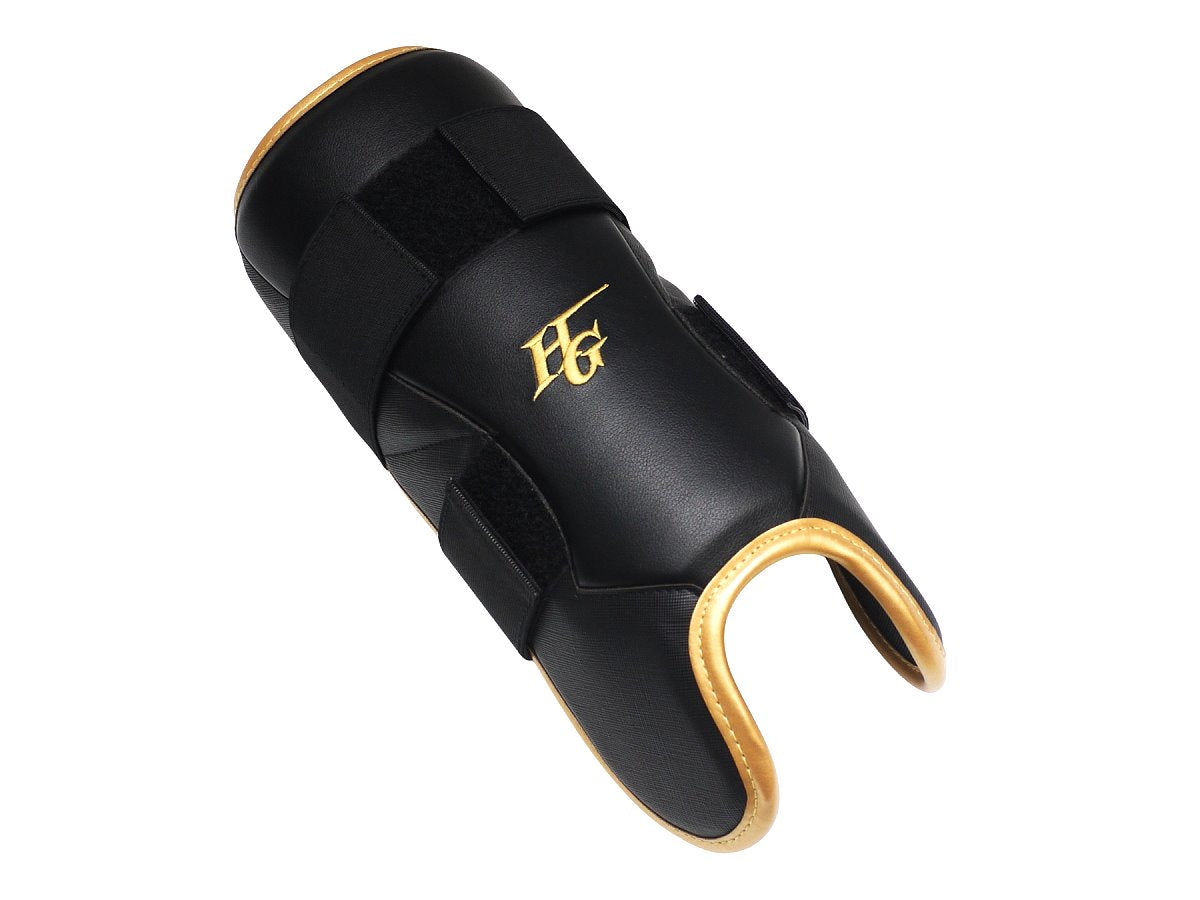 HI-GOLD Premium Batting Shin Guard - Black/Gold | Extended Design | Removable Ankle Pad #3