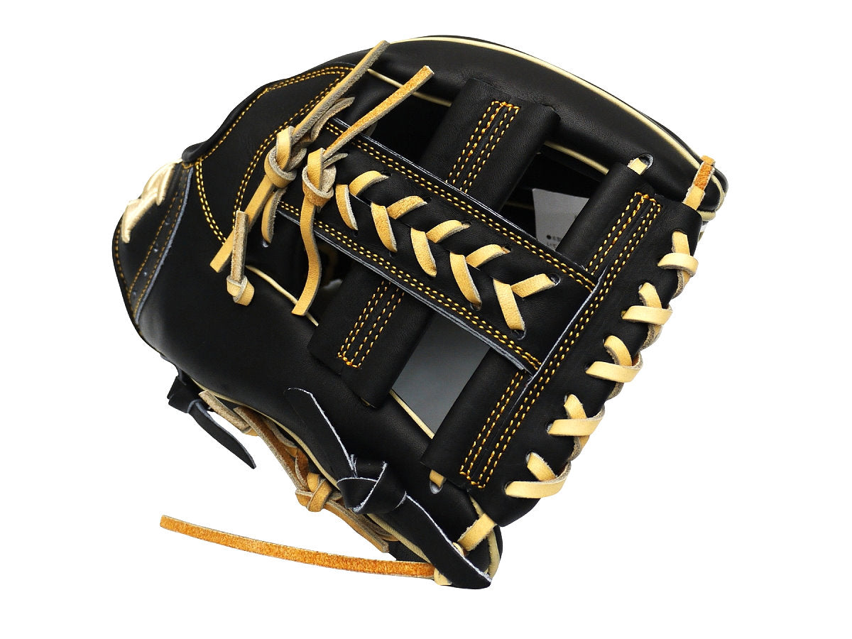 HI-GOLD Pro Japan Steerhide 11.5 inch Cross Web Infielder Glove - Black/Camel