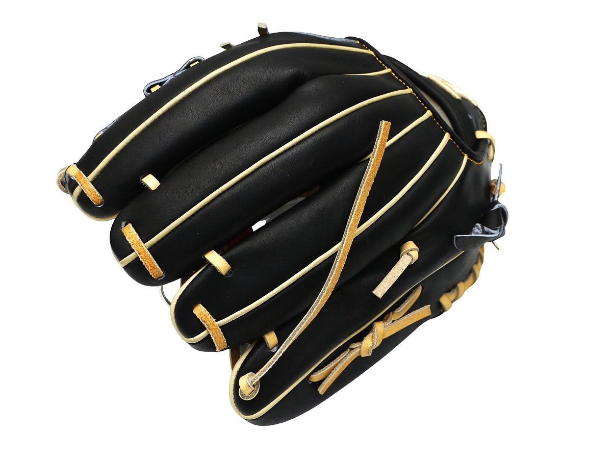HI-GOLD Pro Japan Steerhide 11.5 inch Cross Web Infielder Glove - Black/Camel