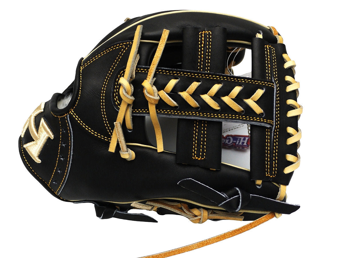 HI-GOLD Pro Japan Steerhide 11.5 inch Cross Web Infielder Glove - Black/Camel
