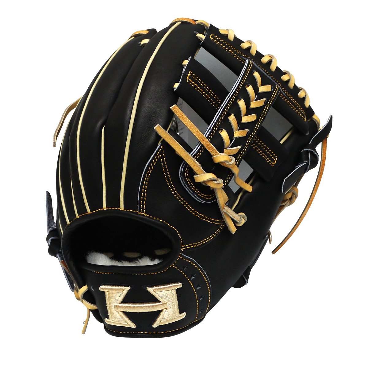 HI-GOLD Pro Japan Steerhide 11.5 inch Cross Web Infielder Glove - Black/Camel