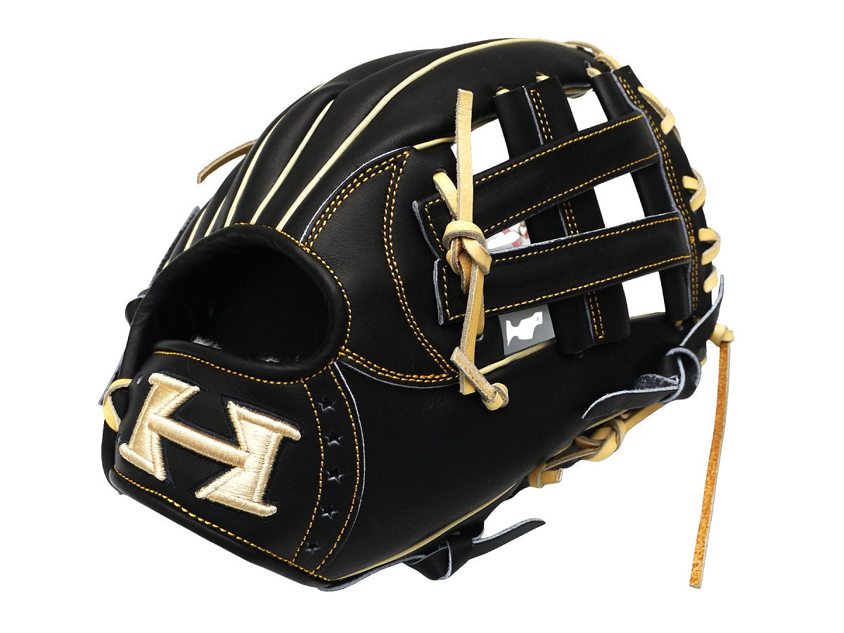 HI-GOLD Pro Japan Steerhide 11.5 inch V Web Infielder Glove - Black/Camel
