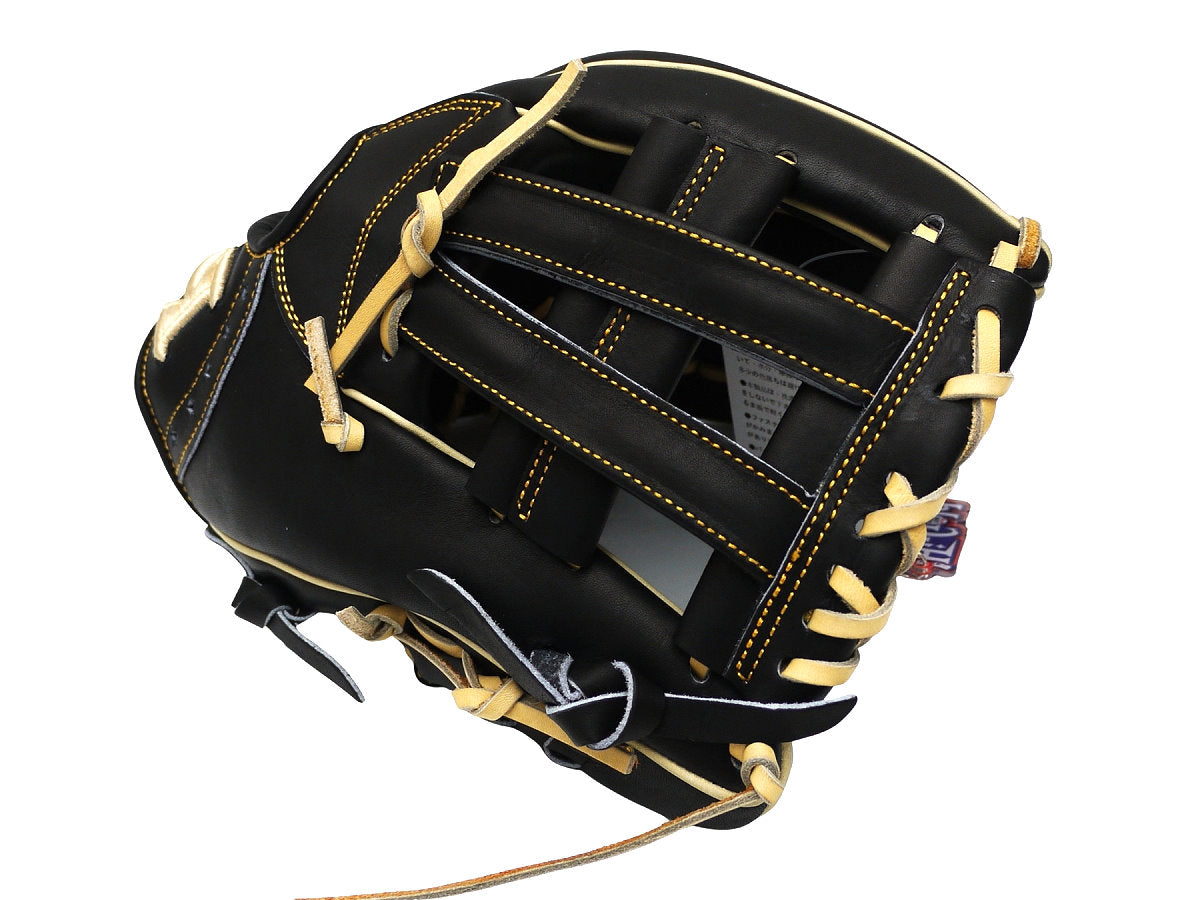 HI-GOLD Pro Japan Steerhide 11.5 inch V Web Infielder Glove - Black/Camel