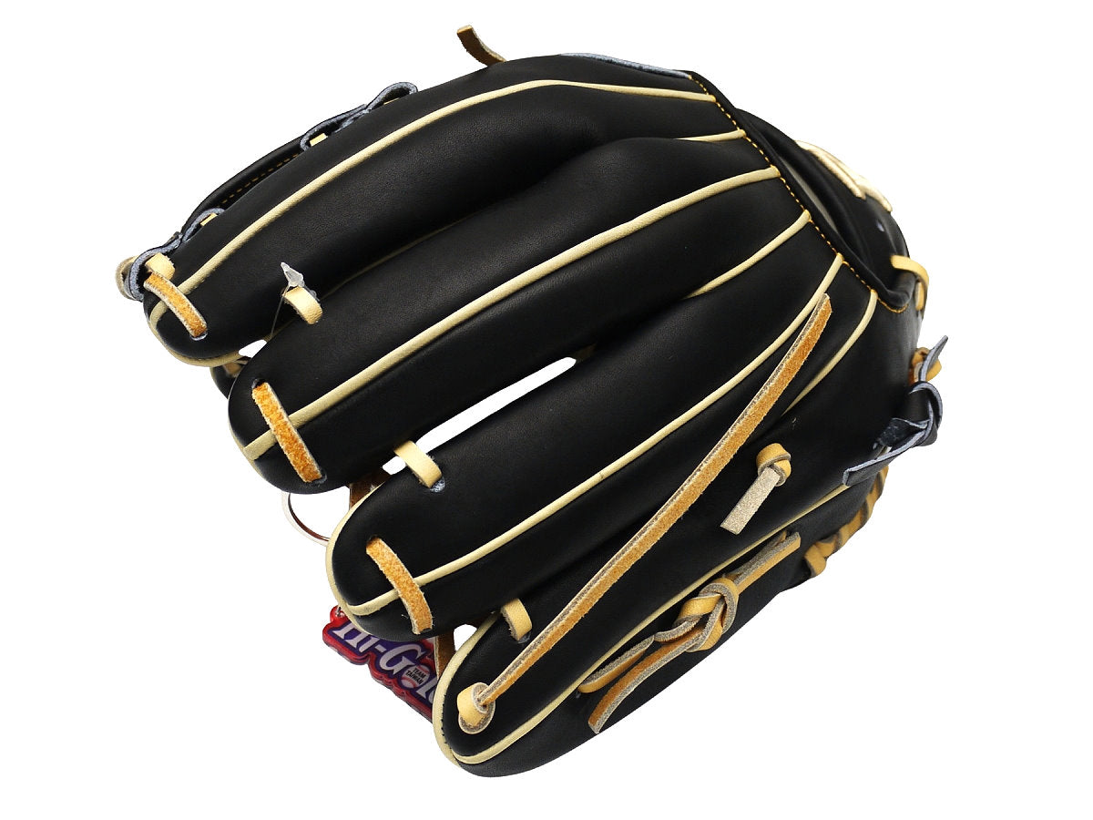 HI-GOLD Pro Japan Steerhide 11.5 inch V Web Infielder Glove - Black/Camel