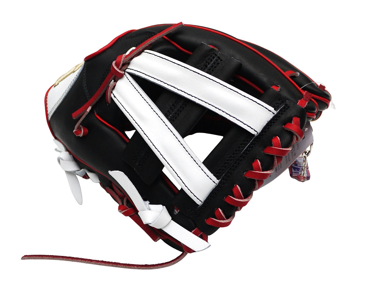 HI-GOLD Pro Model Japan Steerhide 11.5 inch Infielder Glove - Black/Red
