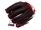 HI-GOLD Pro Model Japan Steerhide 11.5 inch Infielder Glove - Black/Red