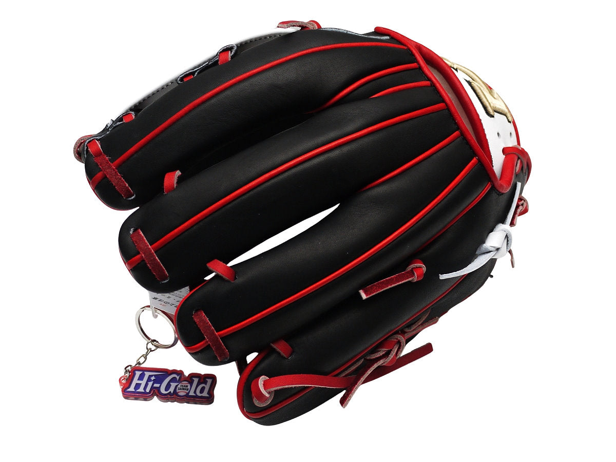 HI-GOLD Pro Model Japan Steerhide 11.5 inch Infielder Glove - Black/Red
