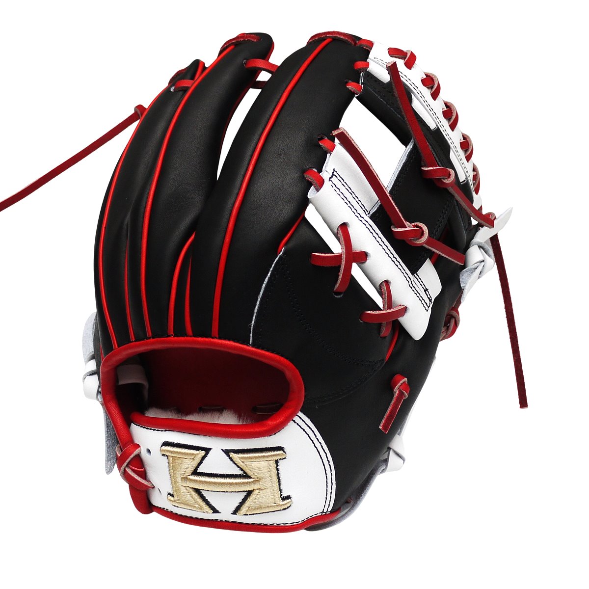 HI-GOLD Pro Model Japan Steerhide 11.75 inch Infielder Glove - Black/Red