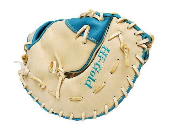 HI-GOLD Pro Order 12.5 inch Left Hand Throw First Base Mitt - Beige/Lake Green #3